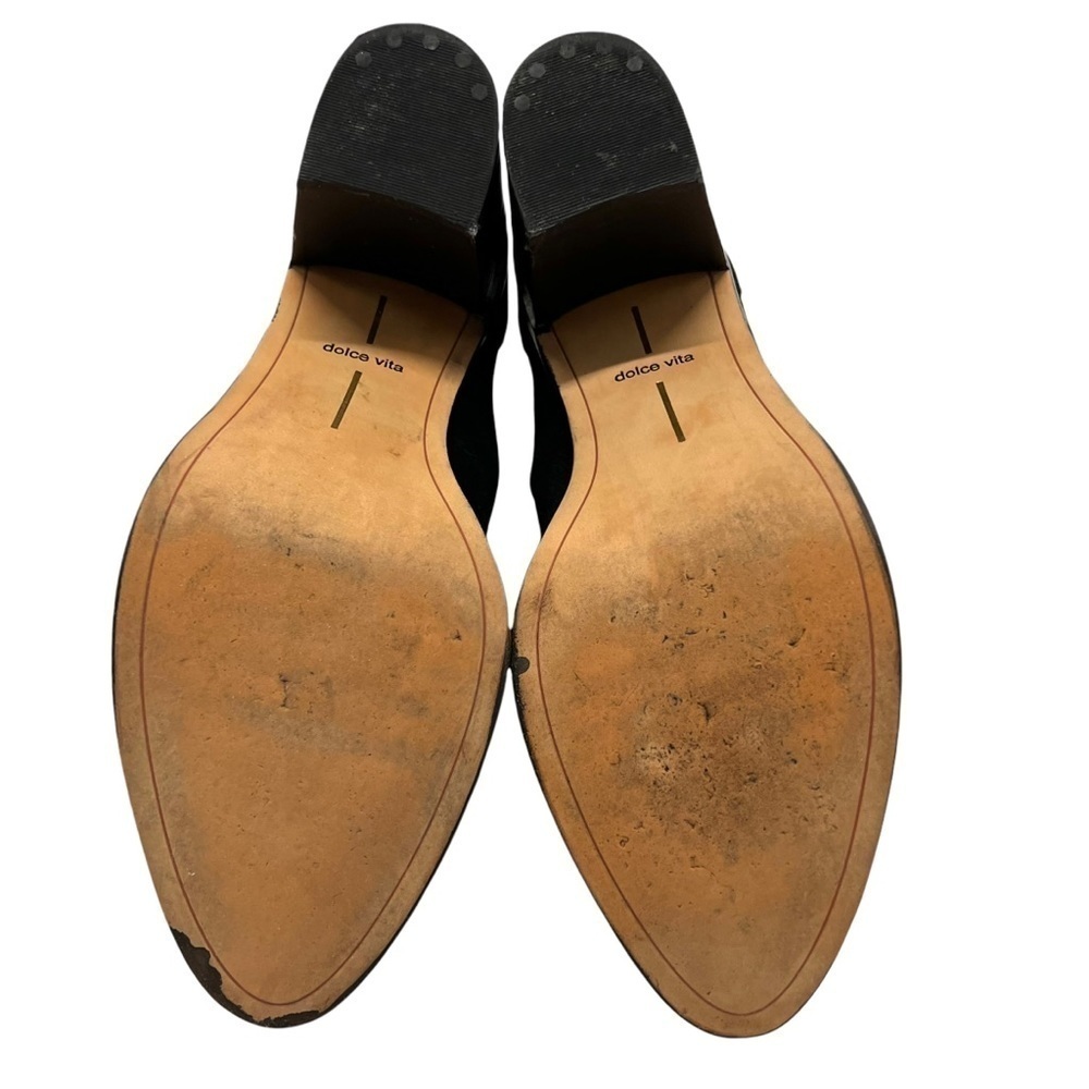 Dolce Vita Stevie Black Suede Leather Zip Back Heeled Ankle Booties Women 9 - Picture 8 of 11